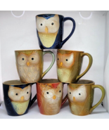 Set of Six Gibson ELITE COUTURE Coffee Cups Mugs OWL CITY Ceramic Raised... - £38.03 GBP