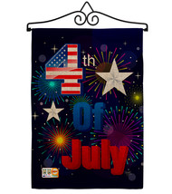 Fireworks July 4th Burlap - Impressions Decorative Metal Wall Hanger Garden Flag - £27.23 GBP