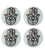 4Pcs Hamsa Marble White Marble Coasters for Coffee Table, Office, Home - €32,82 EUR