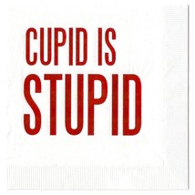 Cupid Is Stupid Cocktail Beverage Napkins (20 Pcs) Foil Stamped Anti- Valentines - £22.37 GBP