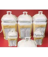 Vintage White Block Germany Iridescent Lusterware Opalesce Czech Caniste... - $540.38 CAD