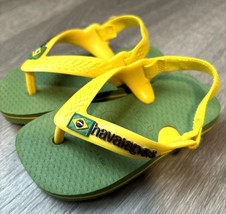 Havaianas Green Yellow Flip Flops Sandals Brazil Flag Size 4 C - $112.29 MXN