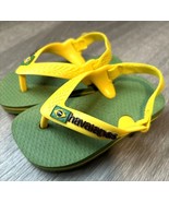 Havaianas Green Yellow Flip Flops Sandals Brazil Flag Size 4 C - $112.29 MXN