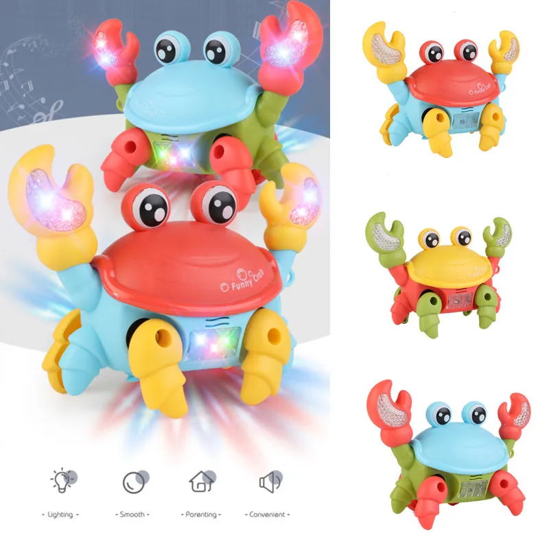 Cute Glowing Crab With Music LED Light Up Musical Toys Crawling Crab Baby Toys - £13.72 GBP+
