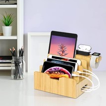 Updated Bamboo Docking Station with Integrated iWatch and AirPods Pro Stand - £23.97 GBP