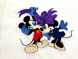 Embroidered Appliqué Micky &amp; Minnie Mouse Machine Made Unused 4 x 4 Vintage - £9.25 GBP