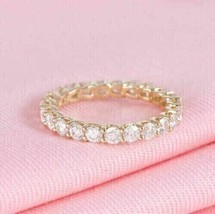3.00Ct Round Cut Simulated Moissanite Eternity Band Ring 14K Yellow Gold Plated - £83.90 GBP