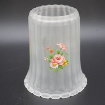 Vintage Floral Sconce Light Shade Lamp Ceiling Fixture Cover Clear Frosted - £64.25 GBP
