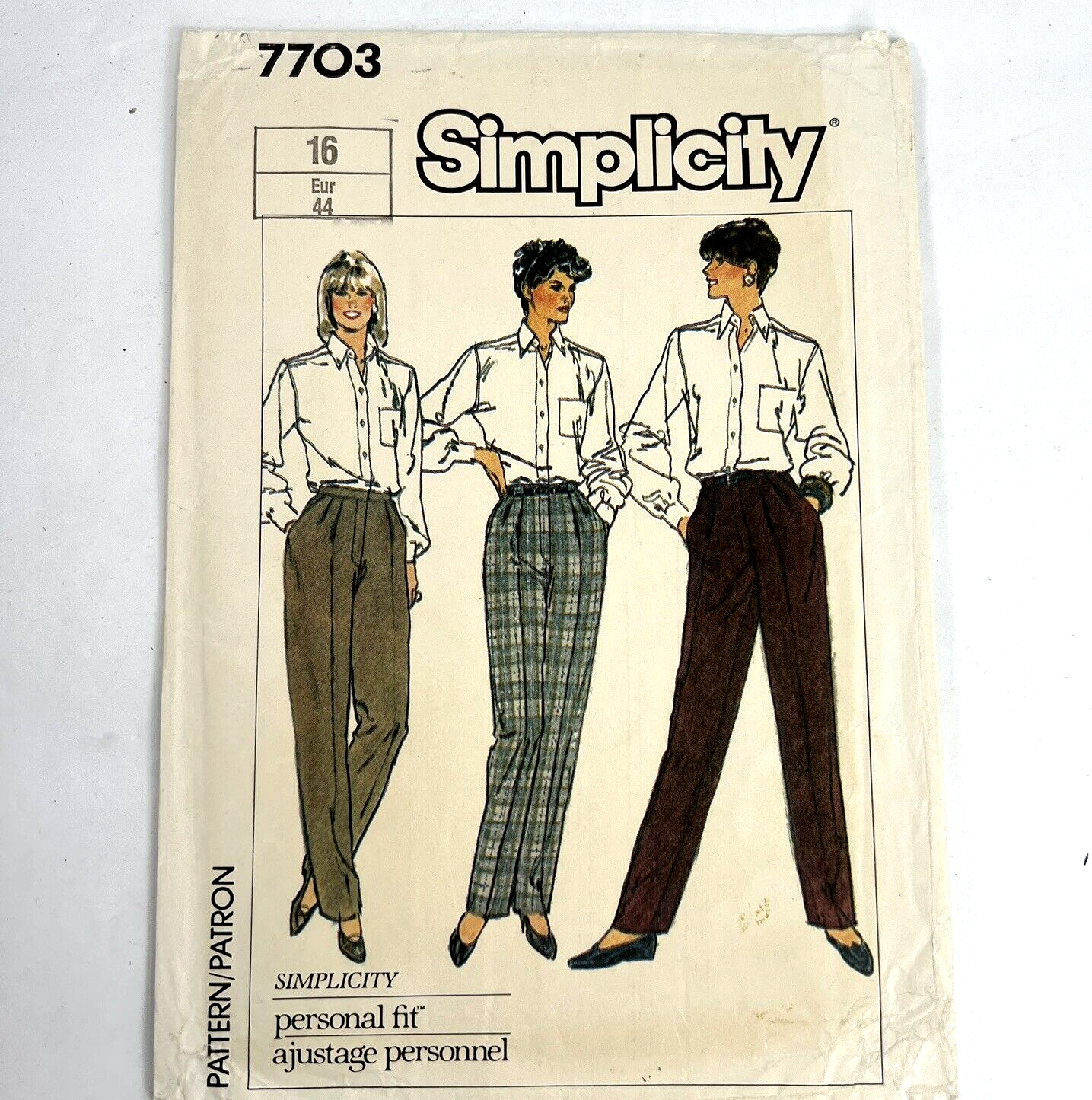 Vintage Simplicity Sewing Pattern Misses Blouse High Waist Pants Sz 16 Cut 7703 - $14.99