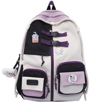 Pin Bae Women Cute Backpack Harajuku Lady Kawaii Bag School Waterproof Nylon Fem - £42.65 GBP