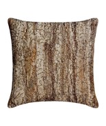 Gold &amp; Brown Silk Beaded 16&quot;x16&quot; Throw Pillow Cover - Time To Time Gold - $47.25+