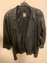 Vtg 80s Michael Hoban North Beach Leather Black Jacket Cropped Womens 7/8 - $93.96