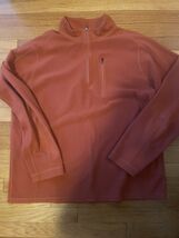 LL Beans Mens XL Tall 1/4 Zip Fleece Copper Orange Outdoor Pullover - $23.47