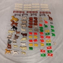 Vintage Farm Animals Lot Horses Cows Pigs Lambs Goats Chickens Fences 89 Pieces - £16.41 GBP