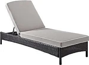 Crosley Furniture Palm Harbor Outdoor Wicker Chaise Lounge with Grey Cus... - $397.99