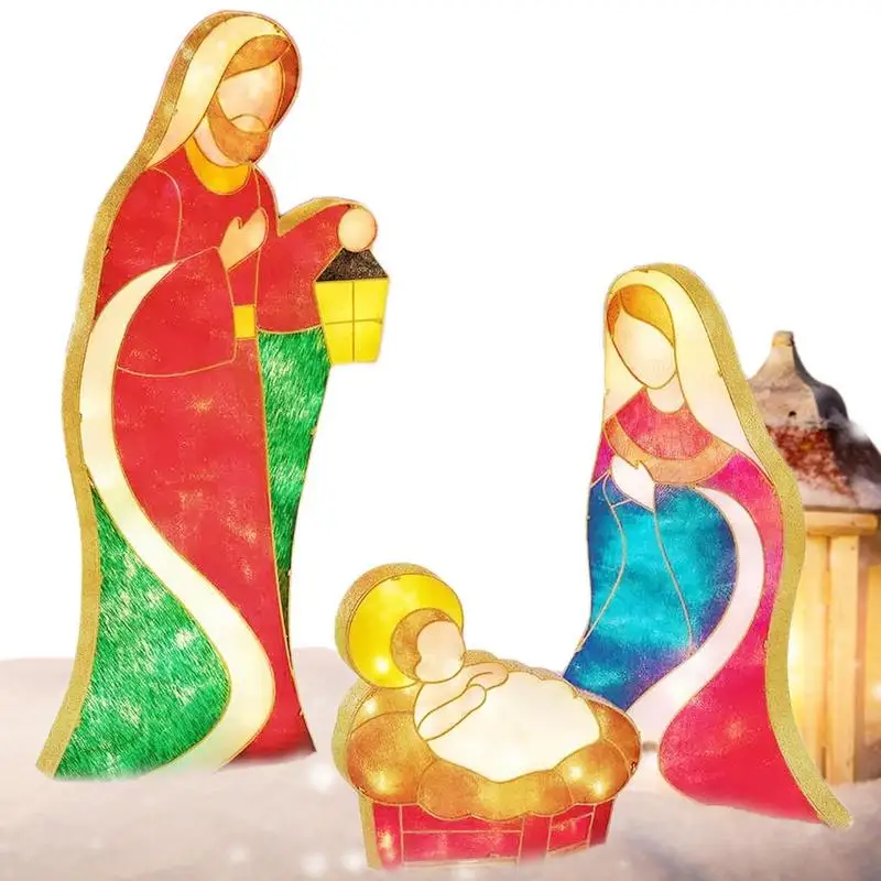 Outdoor Nativity Scene Decorations Christmas Nativity Scene With LED Lights Chri - £79.58 GBP