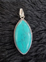 Turchese Agata Gemma Ciondolo Placcato Argento Grande Gioielli P1 - $8.81