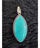 Turchese Agata Gemma Ciondolo Placcato Argento Grande Gioielli P1 - $12.04 CAD
