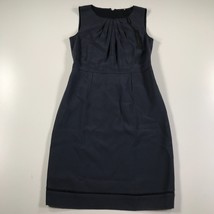 Elie Tahari Sheath Dress Womens 4 Navy Blue Boat Neck Cinched Neck Tank Dress - £74.77 GBP