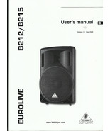 User User&#39;s Owners MANUAL OEM Behringer Printed Eurolive B212  and B215 ... - $471.37 MXN