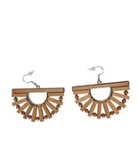 Boho Wooden Dangle Earrings Half-Circle Bead Summer Beach Costume Jewelry - $21.38 CAD