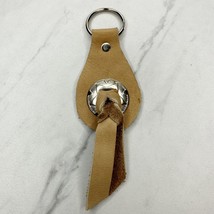 Soft Brown Leather Fringe Western Concho Boho Keychain Keyring - $6.92