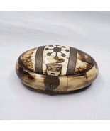 Decorative Oval Bone Trinket Box With Brass Lidded  - £9.54 GBP