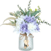 Faux Flowers With Vase,Artificial Silk Flowers In Vase, Fake Plant, Dusty Purple - $31.61