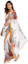 Women&#39;s Georgette Printed Saree With Blouse Piece (Vivera) - £3.92 GBP