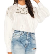 Free People Have It My Way Top White Boho Peasant Blouse Embroidered Wom... - €29,35 EUR
