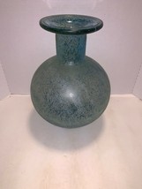 Vintage Aqua Speckled Art Glass Vase 14” - $20.00
