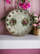 Vintage Ucagco Iridescent Lusterware Plate Flower Saucer Pink Roses Japan 5.5&quot; - £16.03 GBP