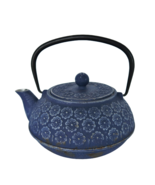 Tetsubin cast iron purple floral teapot w/ handle, lid, stainless steel ... - £47.20 GBP
