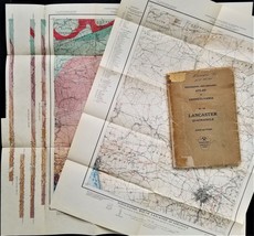 1936 Antique Lancaster Pa Topographical Map 21.5&quot;x22.5&quot; W Book Geological Survey - £69.38 GBP