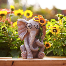 Mother&#39;s Day Gifts for Mom, Outdoor Sculpture Statue Elephant Decor,Solar Garden - £38.86 GBP