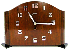 Junghans Art Deco 1930s Walnut and Chrome Shelf Clock - $99.00