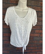 Mattie M V-Neck Animal Print Top Small Bottom Tie Stretch Shirt Short Sl... - €2,51 EUR