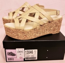 CHANEL Platform Wedge Sandals Sz- US10B/EU40 Beige Leather  - £639.34 GBP