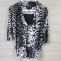 Isabella Rodriguez Top Shirt Black White Animal Print Womens 3/4 Sleeve ... - £19.75 GBP