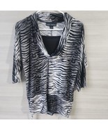 Isabella Rodriguez Top Shirt Black White Animal Print Womens 3/4 Sleeve ... - £19.45 GBP