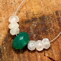 Green Onyx Faceted Rainbow Moontone Beads Briolete Natural Loose Gemstone Jewelr - £2.71 GBP