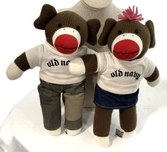 2004 Old Navy 2 Sock Monkeys Boy &amp; Girl 12&quot; - £35.01 GBP
