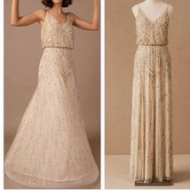 Anthropologie x BHLDN $300 Fidelia Beaded Art Deco Gown Dress Size 18 Ch... - $133.65