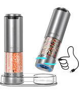 Rechargeable Electric Salt and Pepper Grinder Set with Base, Stainless S... - $35.83