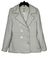 Billabong Womens Pea Coat Jacket Vintage Lined Doubled Breasted Ivory Medium - £23.67 GBP