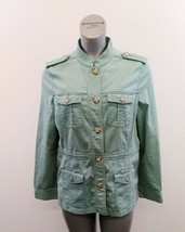 L.L. Bean Women&#39;s Button Up Jacket Size Large Green Stretch Cotton Blend... - £10.94 GBP