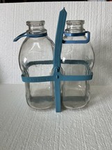 Vintage Lawson&#39;s Half Gallon Glass Milk Jug with Carrier Handle Blue Let... - $98.99