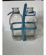 Vintage Lawson&#39;s Half Gallon Glass Milk Jug with Carrier Handle Blue Let... - $98.99