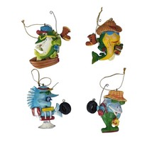 Southern Fish Ornaments Rods and Reels Tires Shoes Catch Funny Resin 4-Piece - £20.27 GBP