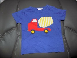 Baby Boden Blue Short Sleeve Shirt W/ Dumb Truck Appliqué Size 6/12 Mont... - £11.53 GBP